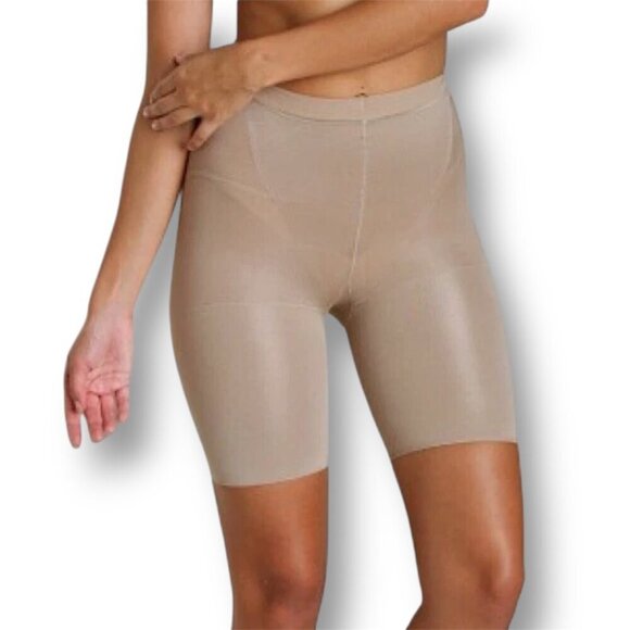 Spanx F Nude Super Power Panties 915 Mid-Thigh Shaper Tummy Control Shorts NWT - Picture 2 of 9